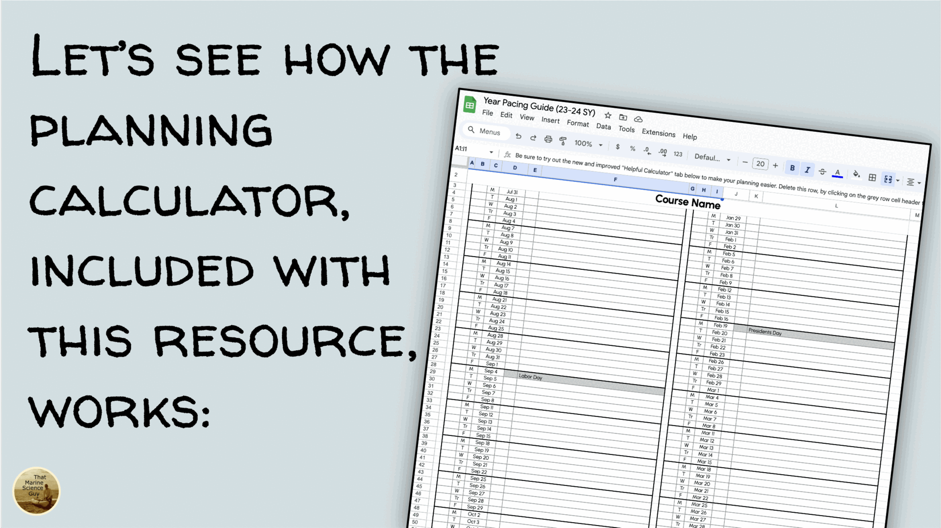 an animated gif image of how the planning calculator works to make planning a breezet